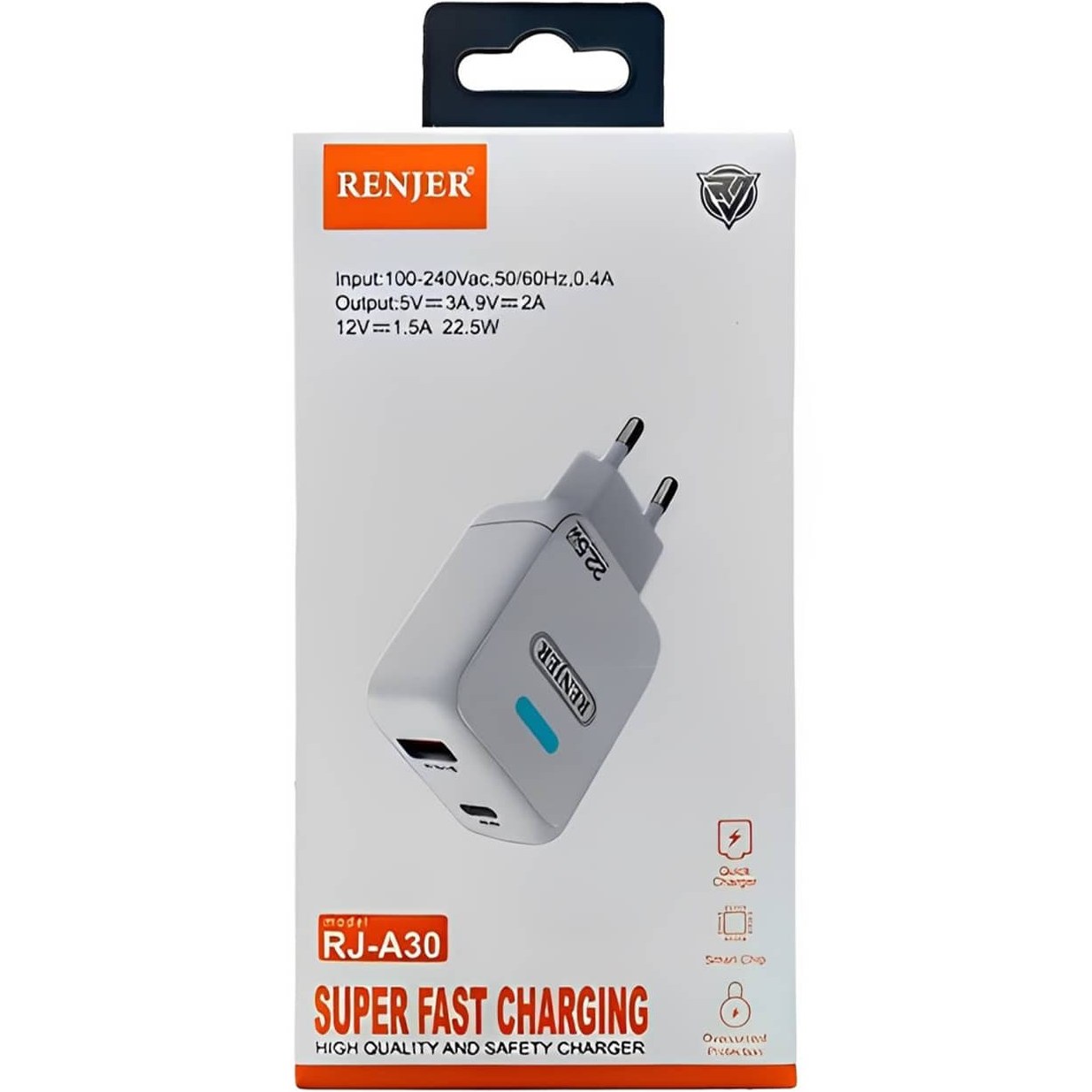 اداپتور فست شارژ 25 وات رنجر مدل Renjer-Rj-a30