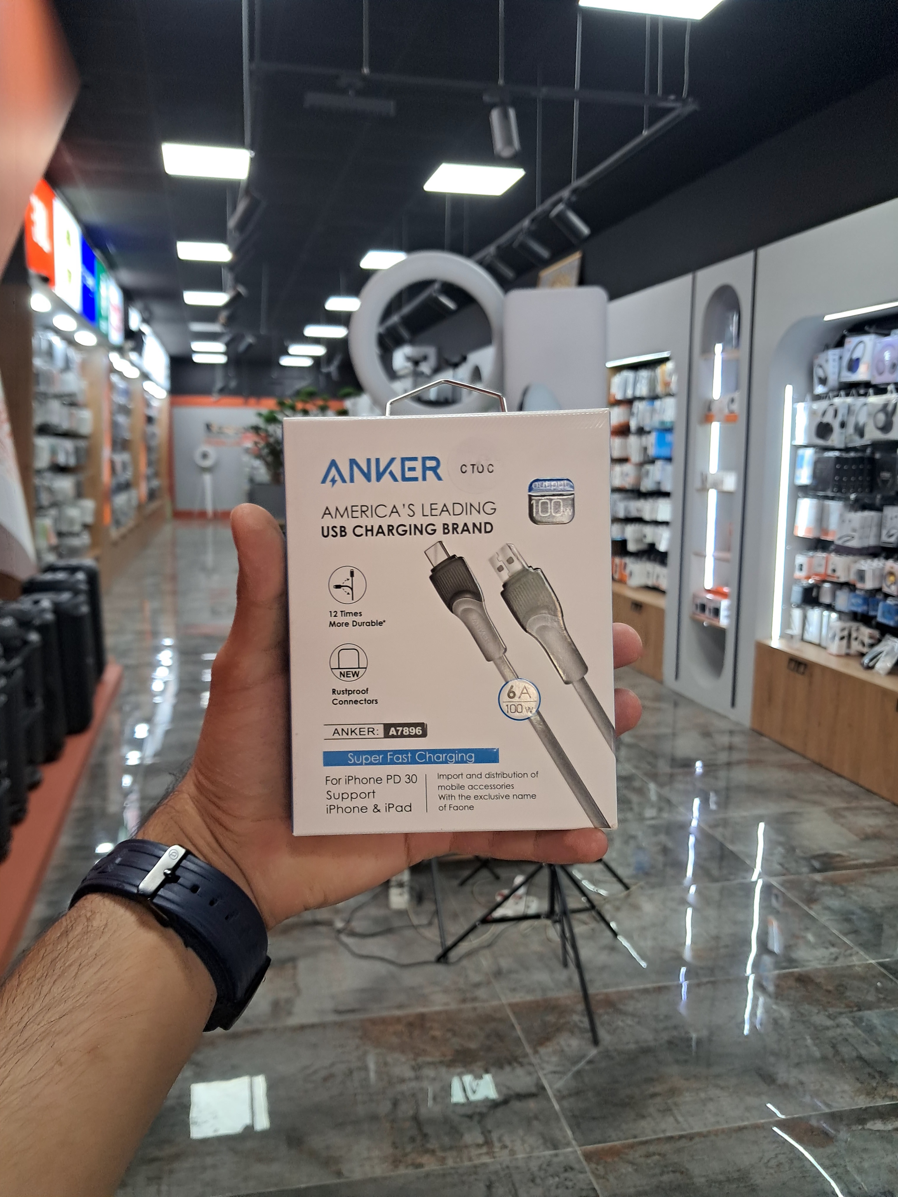کابل شارژ دوسر تایپ سی انکر مدل Anker-a7896
