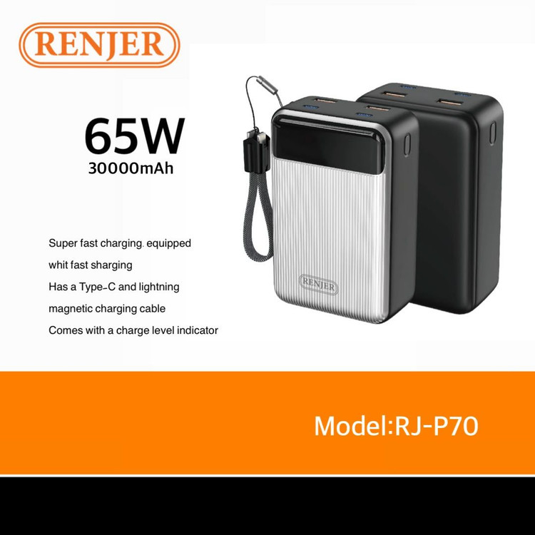 پاوربانک فست شارژ 30000 رنجر مدل Renjer-rj-p70